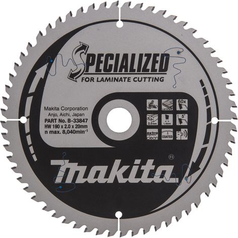 MAKITA B-33847 Specialized TCT for wood 190mm x 20mm x 60T