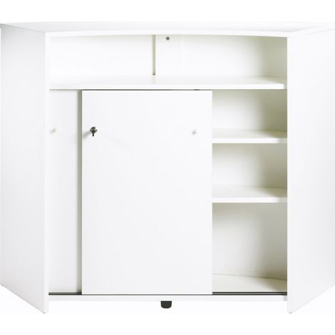 Comptoir de bar 2 portes blanc et imprimé rock Snack 134cm (1/3)
