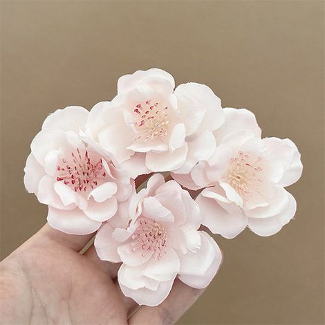Petit bouquet de fleurs de cerisier artificielles rose pâle en tissu de soie douce, pour une utilisation intérieure et extérieure, décoration de maison, mariage, fête et événements.-AquaForge (1/5)