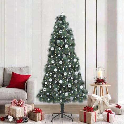 vidaXL Árbol de Navidad artificial iluminado con juego de bolas 210 cm (1/5)
