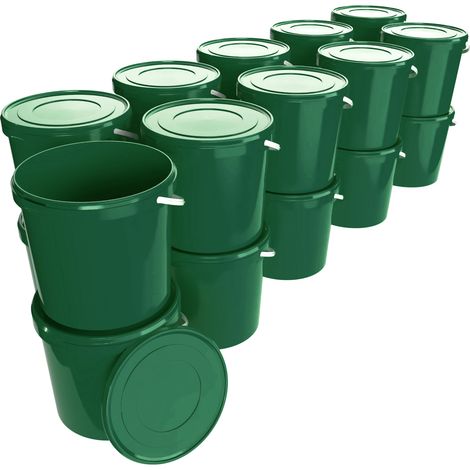 Seau avec couvercle 10 litres en vert - 50 pièces