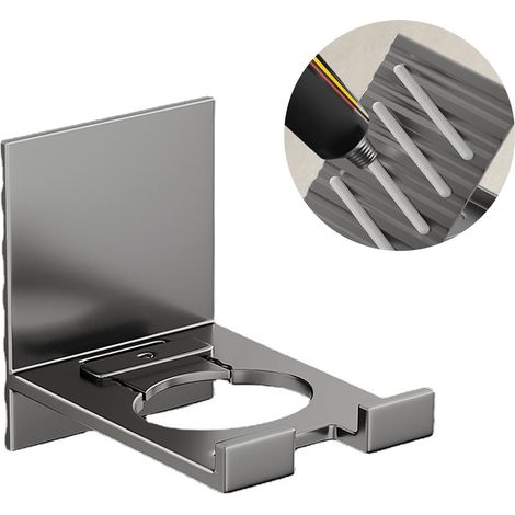 Porte-bouteille gel douche crochet suspendu adhésif sans perçage en aluminium spatial gris pour salle de bain cuisine (1/5)