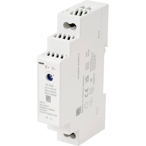 TC-13713364 Alimentation rail DIN Consommation (veille) 0.3 W 24 V/DC 0.625 A 15 W Nbr. de sorties:1 x C (1/4)