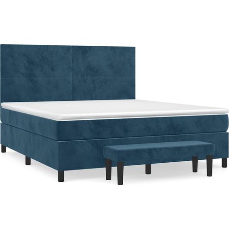 Maison Exclusive - Sommier à lattes de lit et matelas Bleu foncé 160x200cm Velours (1/5)