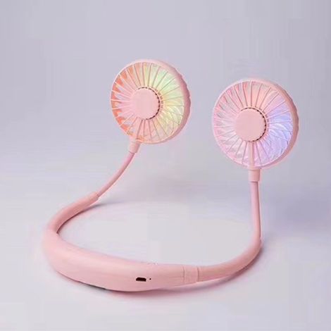 Ventilateur de cou portable rechargeable USB – 3 niveaux de vitesse – éclairage LED – batterie 2000 mAh – design léger (1/5)