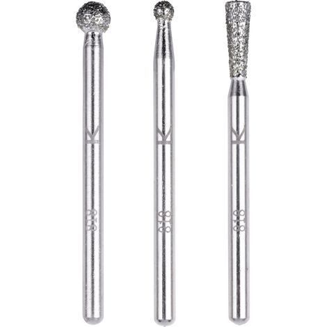 Satz von 3 sphärischen und konischen Diamantschleifscheiben 5988000 wolfcraft (1/4)