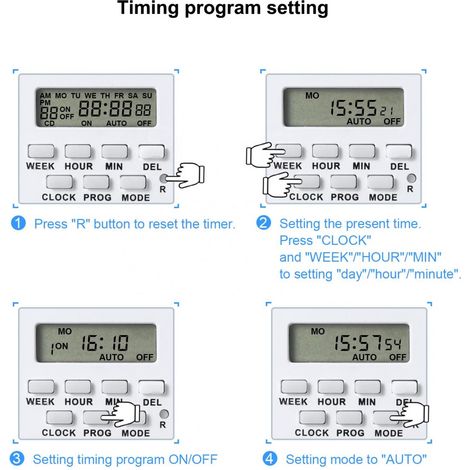 Timer Digitale Programmabile con Spina Tipo F Schuko  16 A
