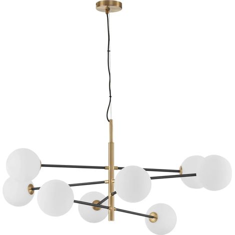 [NEUWERTIG] B-Ware Nova Luce Pendelleuchte Hängeleuchte Vitra G9 Led 8fach Gold Dimmbar Glas Metall