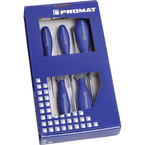 Jeu de tournevis 5 pièces fente poignée 3 composants lame ronde PROMAT (1/3)