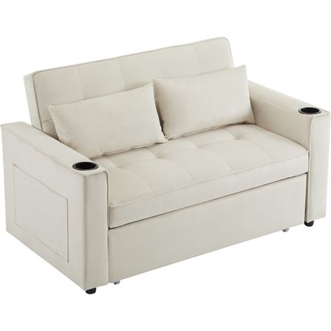 Canapé multifonctionnel convertible velours beige 137.00x76.50x83.00 cm ZIPSOFA (1/5)