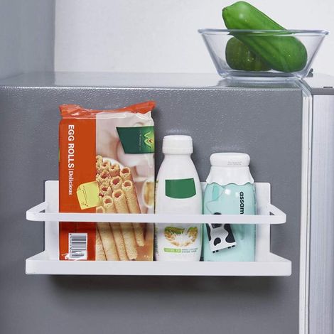 MINKUROW Scaffale Pensile Per Frigorifero Magnete Per Frigorifero Scaffale Per Spezie Con Ripiano Scaffale Da Cucina Organizzatore Per Riporre La Cucina, Bianco (1/4)