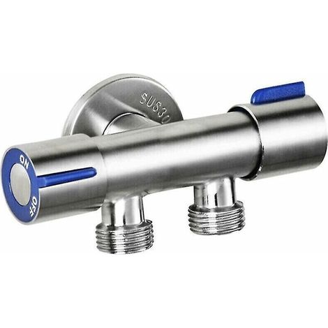 Robinet de machine à laver de salle de bain Robinet d'eau froide en acier inoxydable à double poignée, (1/4)