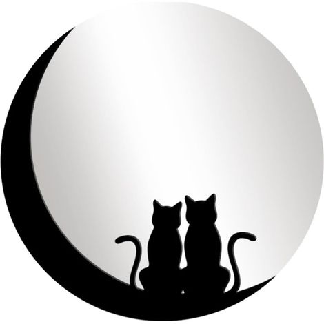 Autocollant Mural Miroir Acrylique Motif Chat et Lune Noir Unique pour Décoration Murale Appartement sans Taches ni Dégâts Mur (1/5)