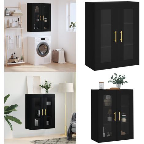 Armoire murale noir 69,5x34x90 cm - Rangement - Bois d'ingénierie (1/5)