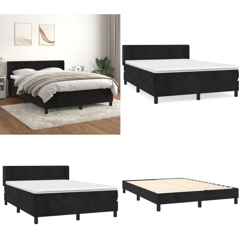 Boxspringbett mit Matratze Schwarz 140x200 cm Samt - Samtbett - Boxspringbett - Doppelbett - Schlafzimmermöbel - Luxusbett - Home & Living (1/5)