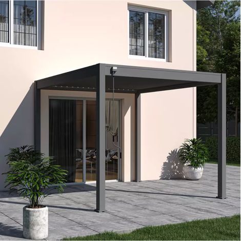 pergola bioclimatica ombréa "vs" in alluminio antracite 308x308x257 cm