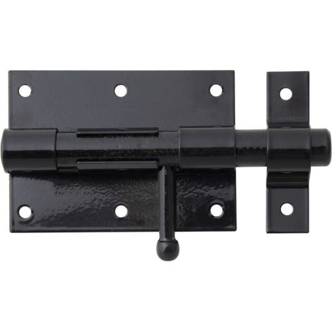 Verrou de box compact avec poignée ronde et gâche fixe – Plaque 95 x 67 – Marque (1/2)