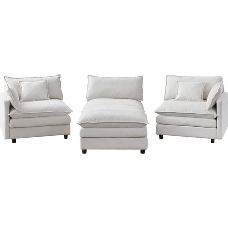 CHICFURN Sofá esquinero modular 267 x 154 x 85 cm chenilla beige para salón pequeño