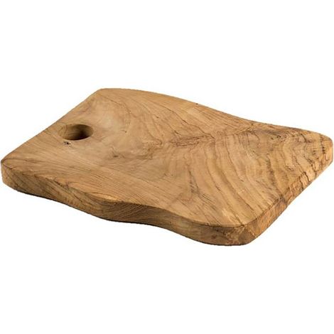 WAVE - Planche à Découper en Teck Naturel - Dimensions 20x16cm - Inspiration Ethnique - Finition Naturelle