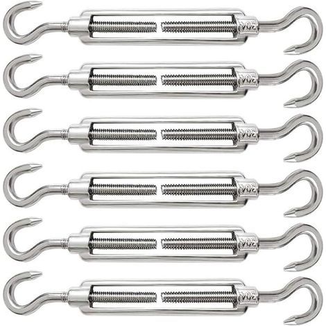 6 Pièces Tendeur Cable M5 Tendeur Cable Inox 304 Réglable Crochet de Ridoir et Crochet pour Tendeur de Fil Cable Acier Corde Crochet Tendeur Accessoires (1/5)
