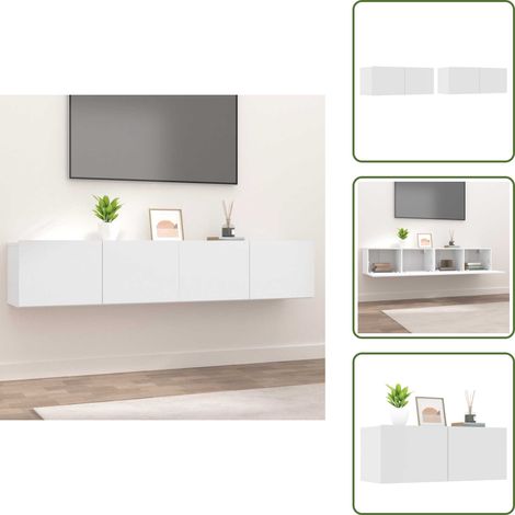 TV-Schränke 2 Stk. Weiß 80x30x30 cm Holzwerkstoff - TV Schrank - Holzwerkstoff Möbel - Weißer TV Stand - Regal - Wohnzimmer Dekoration (1/5)