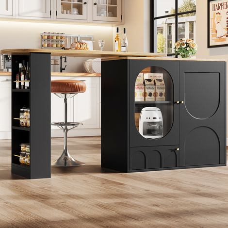 tavolo cucina 138x39x105 girevole nero contenitivo OKMYHOME (1/5)