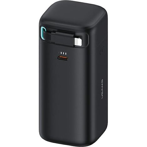 Usams Powerbank mit einziehbarem Lightning-Kabel 18000 mAh PD45W Schnellladung XMF Serie Schwarz/Schwarz 20KCD21701 (US-CD217) (1/5)