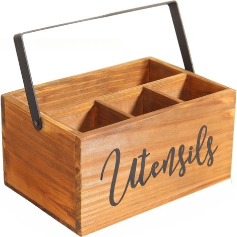 Plateau à couverts pour tiroir,Boîte de rangement pour couverts, bambou, marron, 22 x 15 x 11 cm (1/5)