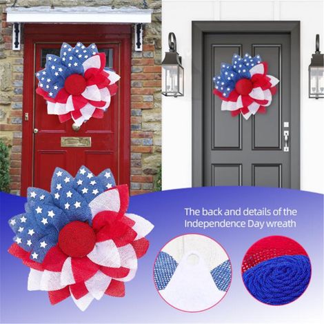 Guirlande Décorative Porte - Couronne Patriote en Forme de Daisy - Pour Intérieur et Extérieur - 40 x 40 cm (1/5)