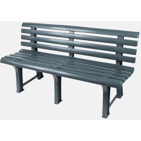 Panchina da esterno Pomezia, Panca monoblocco da giardino, Panchina outdoor, 100% Made in Italy, Cm 145x49h74, Verde (1/2)