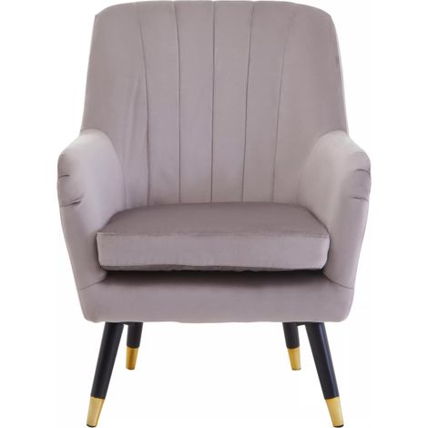 Interiors by Premier Mink Velvet Scalloped Armchair, Supportive Armrest lounge Chair, Easy to Clean Velvet Accent Chair (1/5)