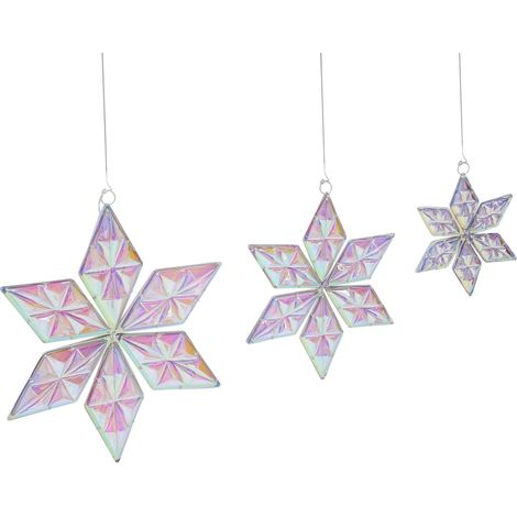 Lot de 3 Décorations LED en Matière Synthétique en Forme d'Étoile Accessoire de Noel Multicolore Rensjon (1/5)
