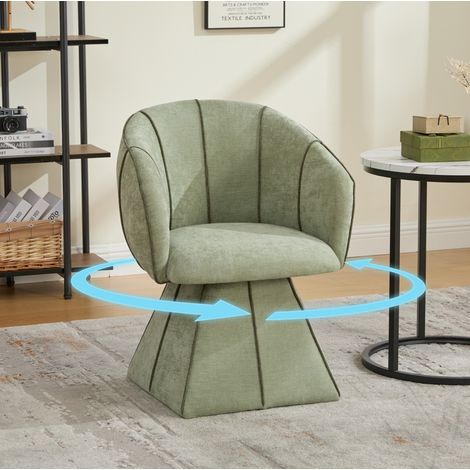Drehsessel 56x54x74.5 cm oliv aus Chenille mit 360-Grad-Drehfunktion und ergonomischer Rückenlehne (1/5)