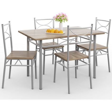 Ensemble Table et Chaises Couleur Bois Pour Salle à Manger (1/5)