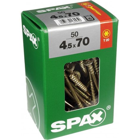 Box 50 Tornillos De Cabeza Avellanada De Acero Spax Cabeza Torx, Diam.4.5 Mm X Mm L.70