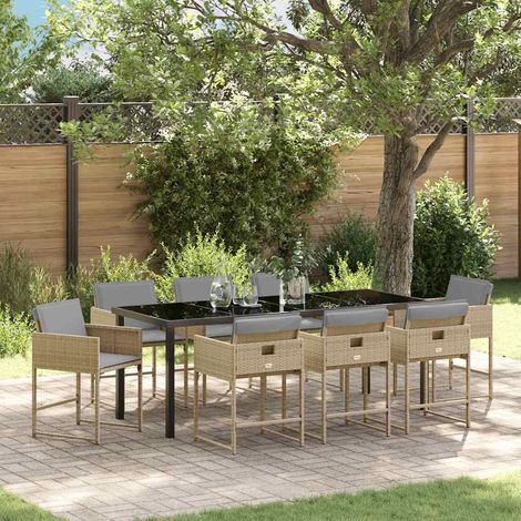 vidaXL Set da Pranzo per Giardino 9 pz Beige polyrattan (1/5)