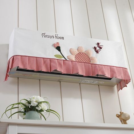 Hängende Klimaanlagenabdeckung mit frischem und niedlichem Lotusblatt- und Blumenmuster, staubdichtes Schlafzimmer-Set, 90 x 21 x 31 cm (rosa) (1/4)