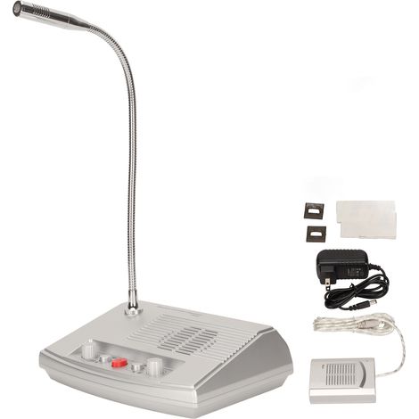 Système d'interphone pour fenêtre Premium - Haut-parleur sensible, micro flexible, contrôle adapté - pour banque hôpital - 100-240V prise américaine (1/5)