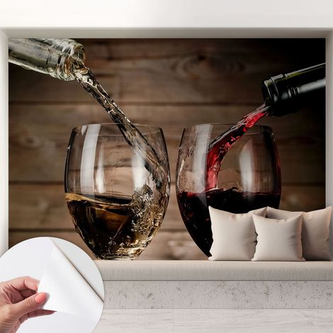 Fotomurale adesivo stickers - murali decorativo - soggiorno moderno - effetto realistico - Bicchieri di vino 208x146 cm (1/5)