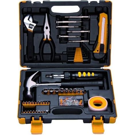 Vigor 3648015 Set Utensili 130 Pezzi in Valigetta Portautensili per Casa e Riparazioni Domestiche colore Nero