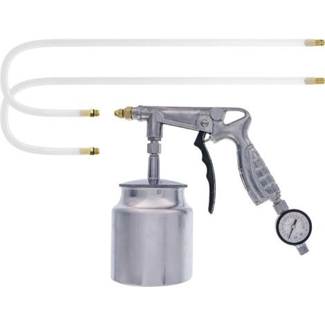 Air Rust Proofing and Undercoating Gun with Gauge & Suction Feed Cup, 2 Wands - 22" Long Flexible Extension Wand with Multi-Directional Nozzle - Spray Truck Bed Liner, Rubberized Undercoat (1/5)