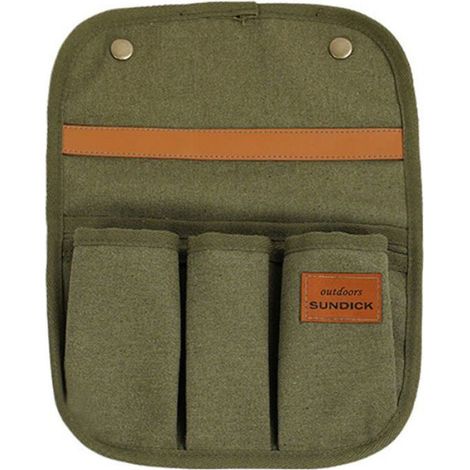 Sac Rangement Accoudoir Chaise Camping - Toile Coton - 31 x 23 cm - Vert - 1 Pièce (1/4)
