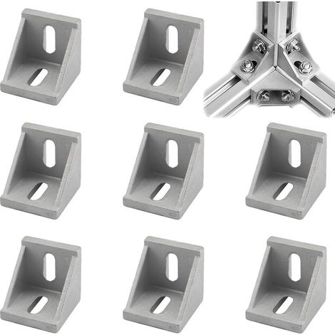 8 Pcs Equerres De Fixation 4040mm,Équerre Métal,Equerre,Equerre Metal,Équerre De Fixation,Equerre Charpentier,Pour Profilé À Rainure,Support Joint À Angle Droit Pour Fixation Et Réparation Meuble (1/5)