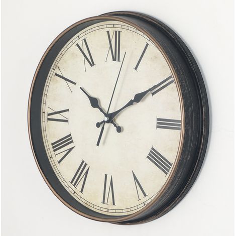 30cmHorloge murale chiffres romains Art Vintage Horloge or brossé