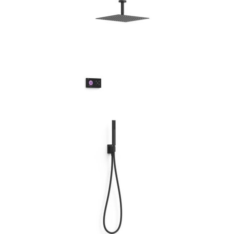 KIT NEGRO MATE CON CENTRALITA TERMOSTÁTICA EMPOTRADO SHOWER