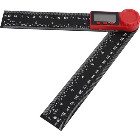 Règle d'angle numérique 2 en 1 en plastique léger et pratique, noir, 200 mm (1/5)