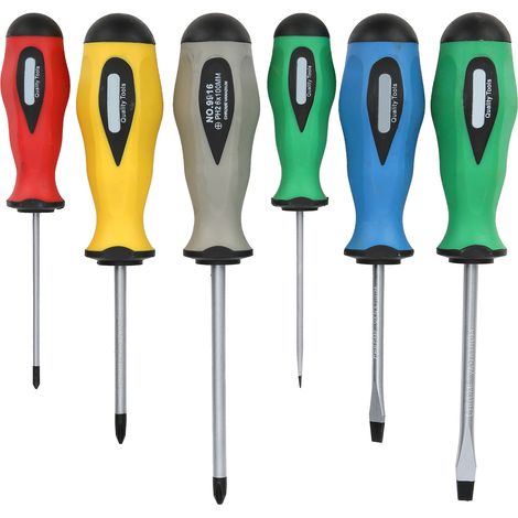 Kit de 6 tournevis de service en acier allié avec poignée ergonomique pour l'entretien (1/5)