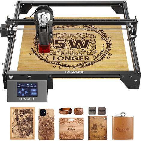 RAY5 5W Lasergravierer, hochpräzise effizient Touchscreen APP DIY für Metall Glas Holz, Laserspot 0,08x0,08mm, Arbeitsbereich 400x400mm (1/5)