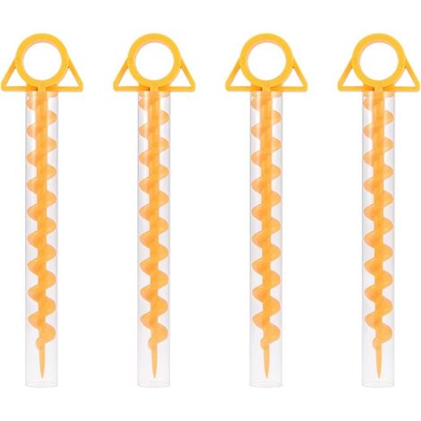 Spiral Tent Pegs, Sardine Tent Pegs, Heavy Duty Plastic Spiral Tent Pegs 30cm for Tents, Trampolines, Pets with Tube, 4 Pack