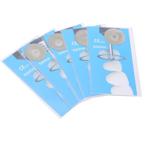 Lot de 5 disques diamantés dentaires double face pour polissage et coupe, outil de soin buccal. (1/5)